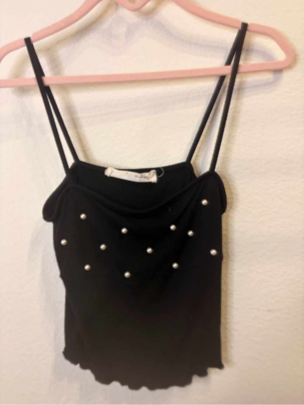 LF Black Pearl-Accent Cowl Neck Tank